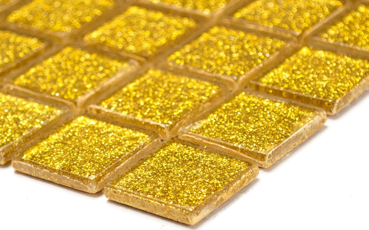 Mosaik Quadrat Crystal uni gold gehämmert Glasmosaik Transluzent Transparent 3D Fliesenspiegel, Mosa