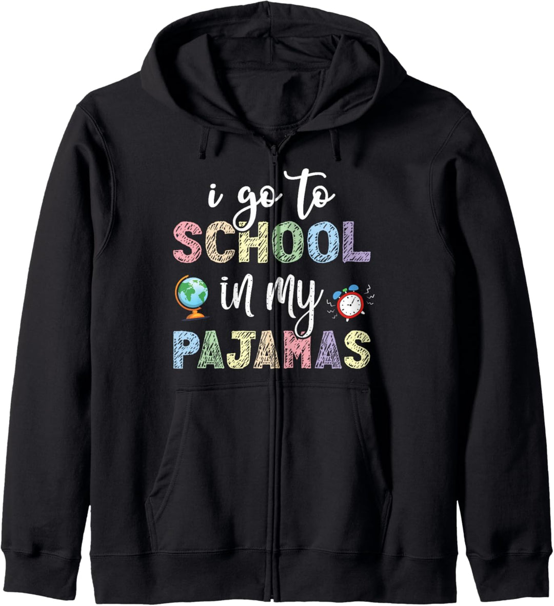 I Go To School In My Pajamas Home School And Online Virtual Kapuzenjacke
