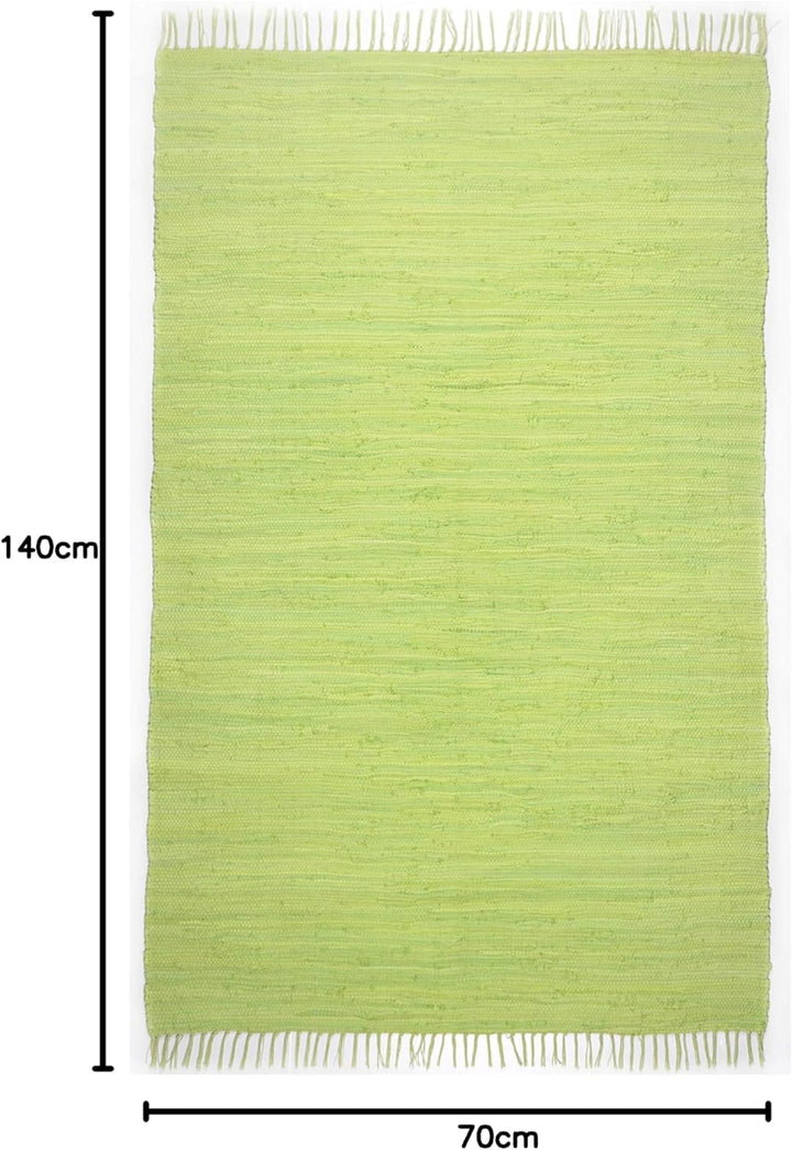Theko Happy Cotton Teppich, 100% Baumwolle, Grün, 70 cm x 140 cm 70 cm x 140 cm Grün, 70 cm x 140 cm