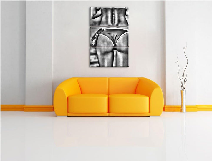 Pixxprint Monocrome, Sexy Po 3-Teiler Leinwandbild 120x80 Bild auf Leinwand