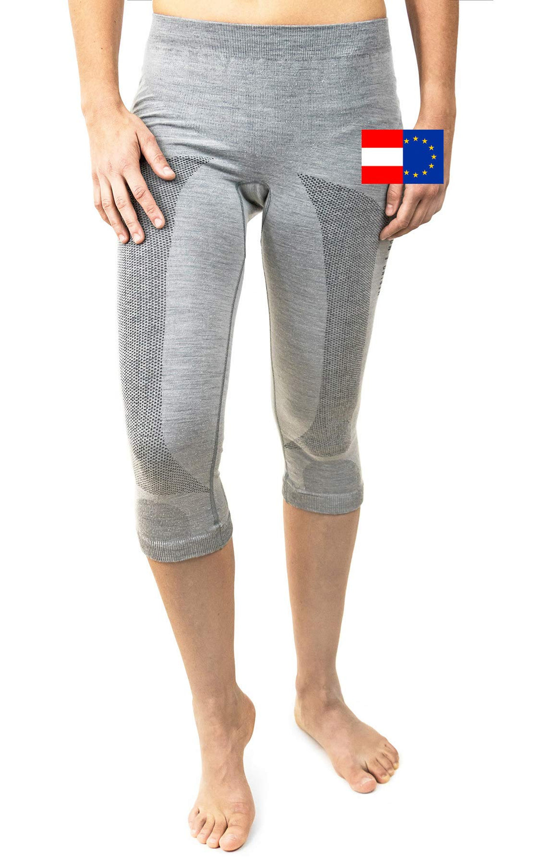 Merino & More Merino Unterhose Damen - Funktionsunterwäsche Merinowolle - 3/4 lang L Hellgrau, L Hel