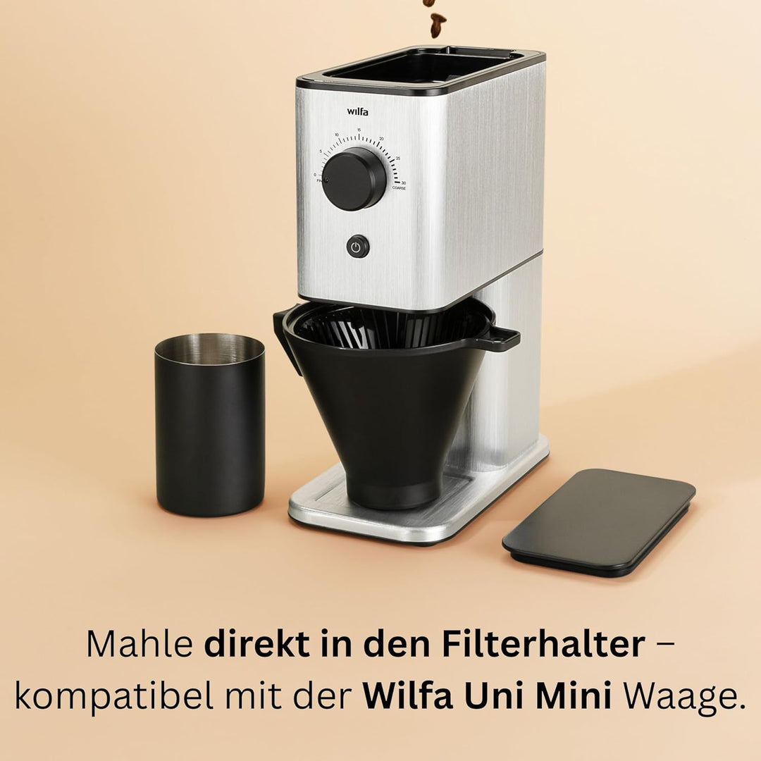 Wilfa ZENSE ALUX Kaffeemühle - 30 Mahlgrade - 40mm Edelstahl-Flachmahlwerk - Antistatik - luftdicht