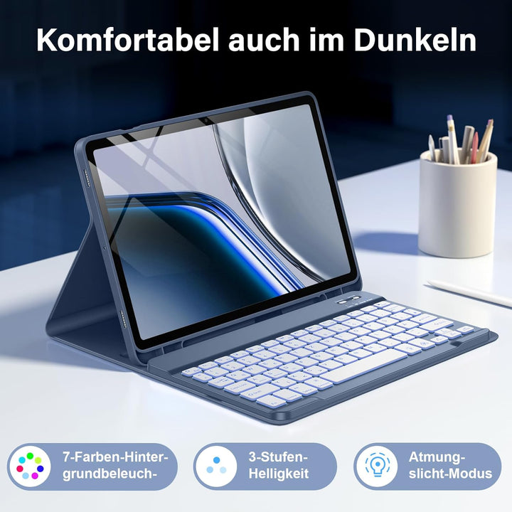 Vobafe Tastatur Hülle für Samsung Galaxy Tab S10 Lite/S10 FE/S9 FE 10.9 Zoll/Tab S9 11 Zoll, 7-Farbe