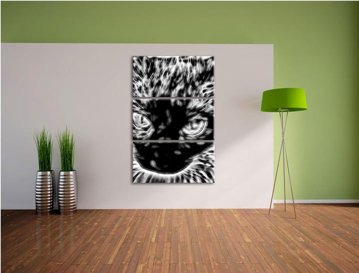 Pixxprint Monocrome, Siamkatze mit blauen Augen 3-Teiler Leinwandbild 120x80 Bild auf Leinwand