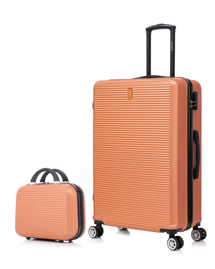 CELIMS - Grosser Reisekoffer mit Kosmetikkoffer 30 cm, Hartschale mit 4 Rollen, leicht, Aufgabegepäc