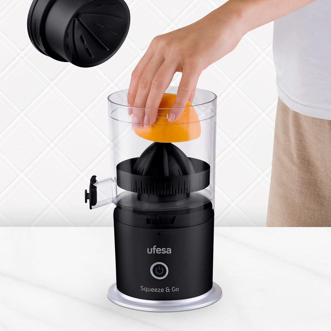 Ufesa Squeeze & Go, Zitruspresse Elektrisch mit USB-C wiederaufladbar, Tragbares, Orangenpresse, Zit