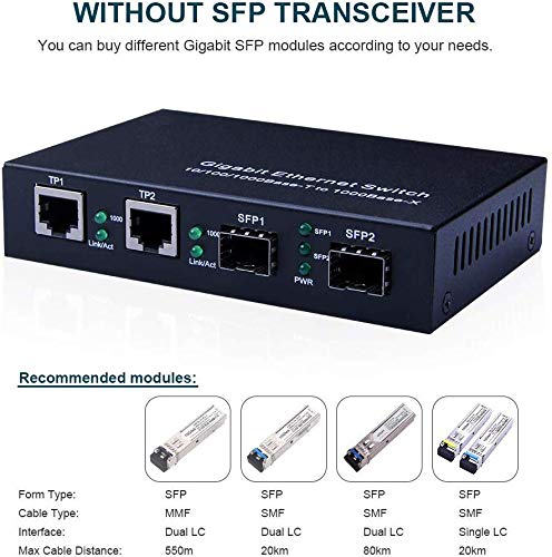 4-Port Gigabit Ethernet Fiber Switch, with Two SFP Slots (1000M), Without Transceiver 2+2(SFP) 1.25G