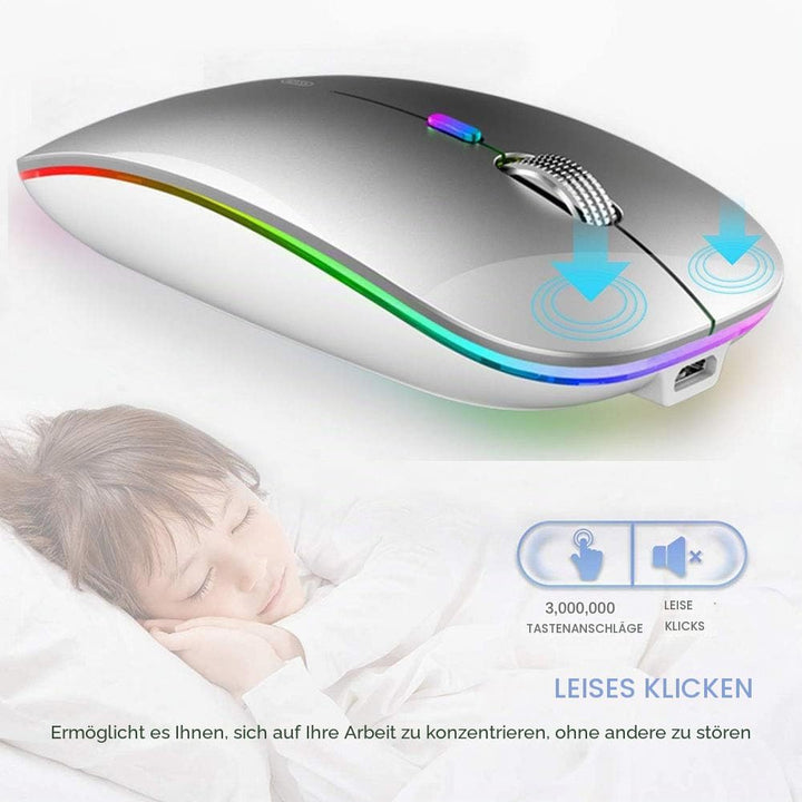 Uiosmuph Bluetooth Maus Kabellose, LED Funkmaus wiederaufladbar Leise Wireless Mouse 2.4GHz Kabellos