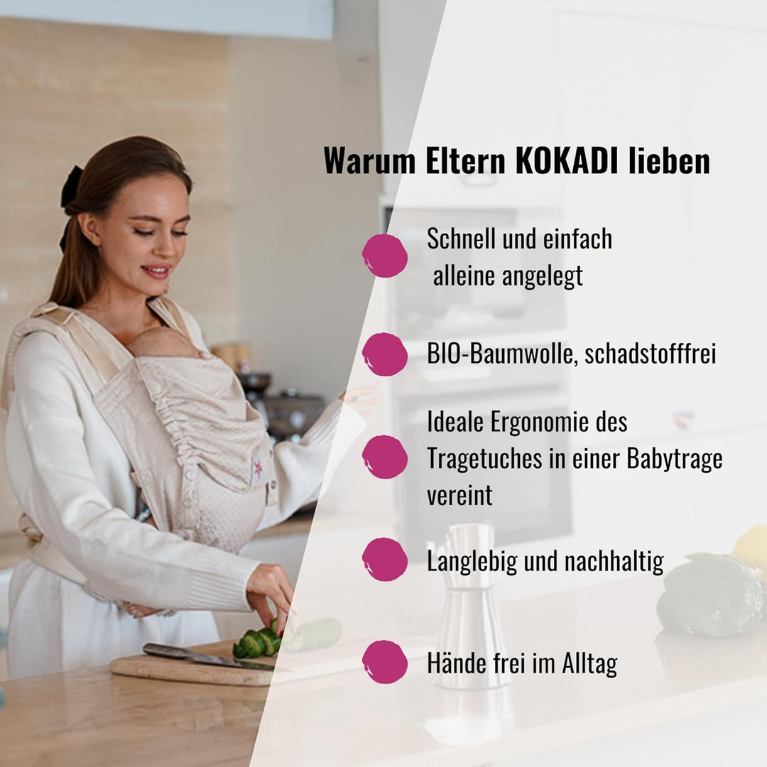 KOKADI Babytrage Flip Heart2Heart Unisize – Ergonomisch, sicher & anpassbar, handgefertigt aus 100%