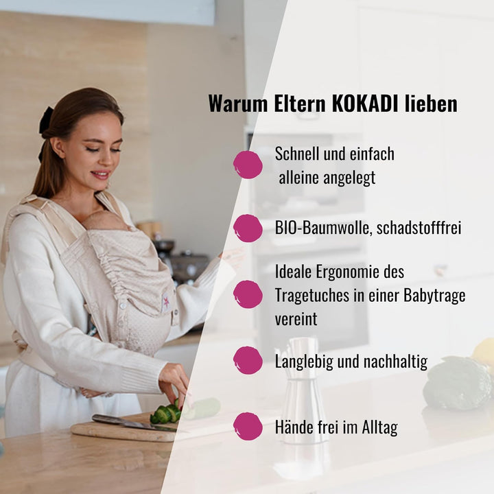 KOKADI Babytrage Flip Heart2Heart Unisize – Ergonomisch, sicher & anpassbar, handgefertigt aus 100%