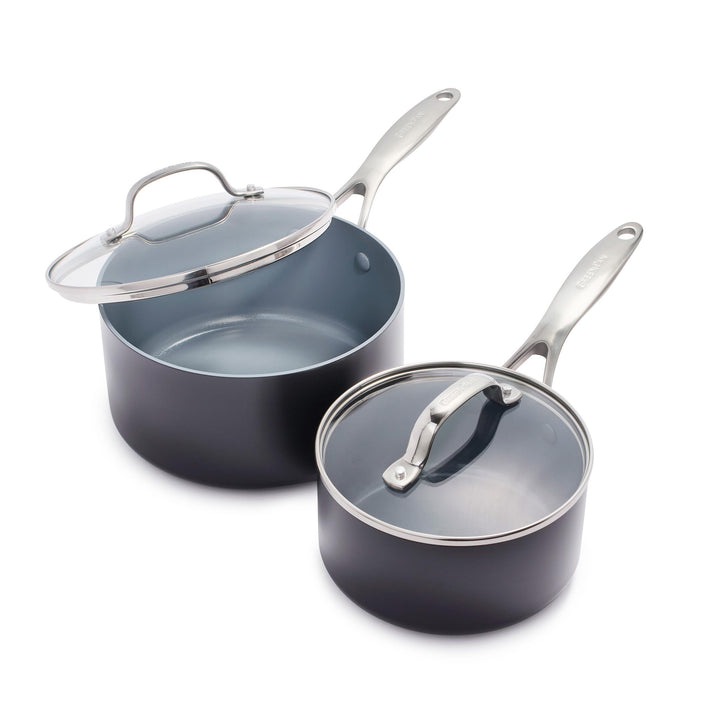 GreenPan Valencia Pro Harteloxierte Gesunde Keramik Antihaft 16cm &amp; 20cm Kochtopf Set, 2 Stück Set,