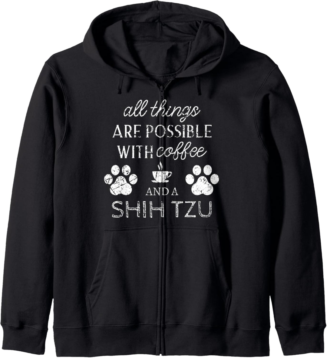 Shih Tzu Geschenke Kaffee und Hund Hundepfoten Kapuzenjacke