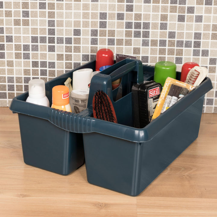 Hummelladen Mehrzweckkorb Organizer 6x Tragbarer Putzmittelkorb 38x32x15 cm Dunkelblau Polypropylen