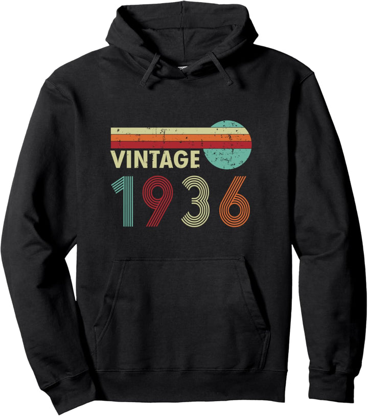Vintage 1936 Birthday Retro Sunset Pullover Hoodie