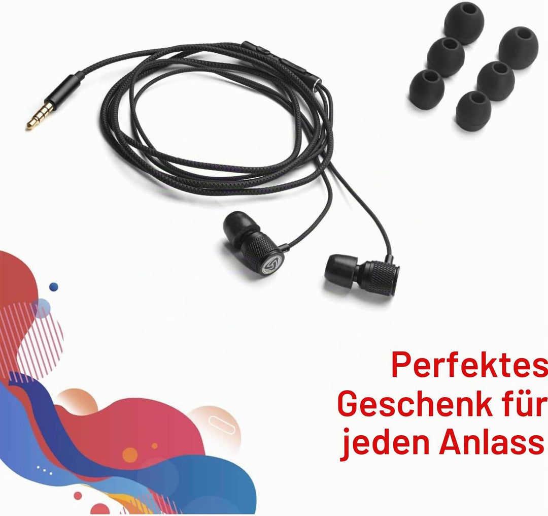 LUDOS Ultra Kopfhörer In Ear Ohrhörer mit Kabel und Mikrofon, Kristallklarer Klang, Ausgewogene Höhe