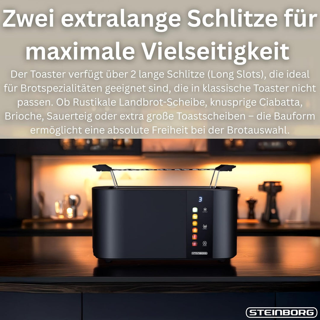 Steinborg® Automatik Toaster 4 Scheiben mit Brötchenaufsatz Langschlitztoaster Automatische Liftfunk