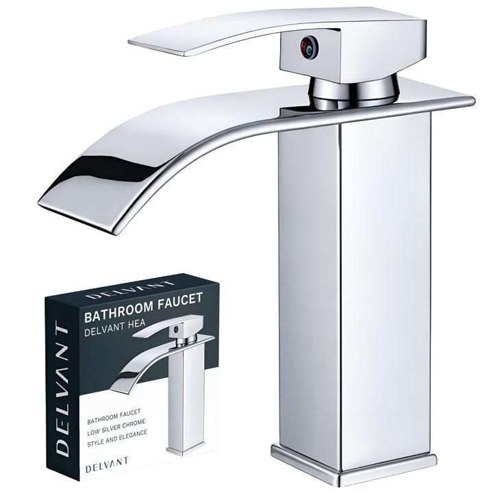 HEA Waschtischarmatur Wasserhahn Bad Chrom Waschbecken Einhebel Wasserfall für Badezimmer Wasserhahn