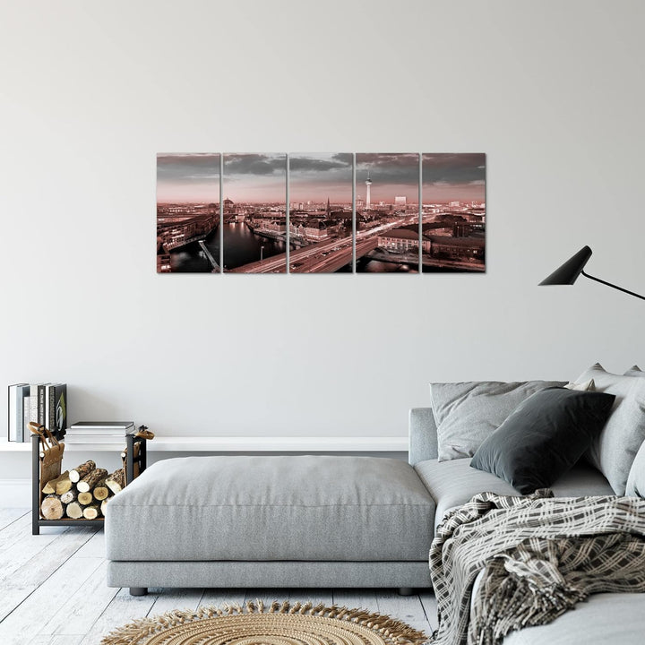 Runa Art Bild Berlin Wandbilder auf Vlies Leinwand 5 Teilig Wanddekoration Wohnzimmer Büro 605156b 1