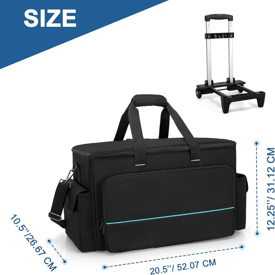 Rollbare DJ-Kabeltasche mit abnehmbarem Trolley und Trennwand, gepolsterte Gigbag mit grossem Fassun