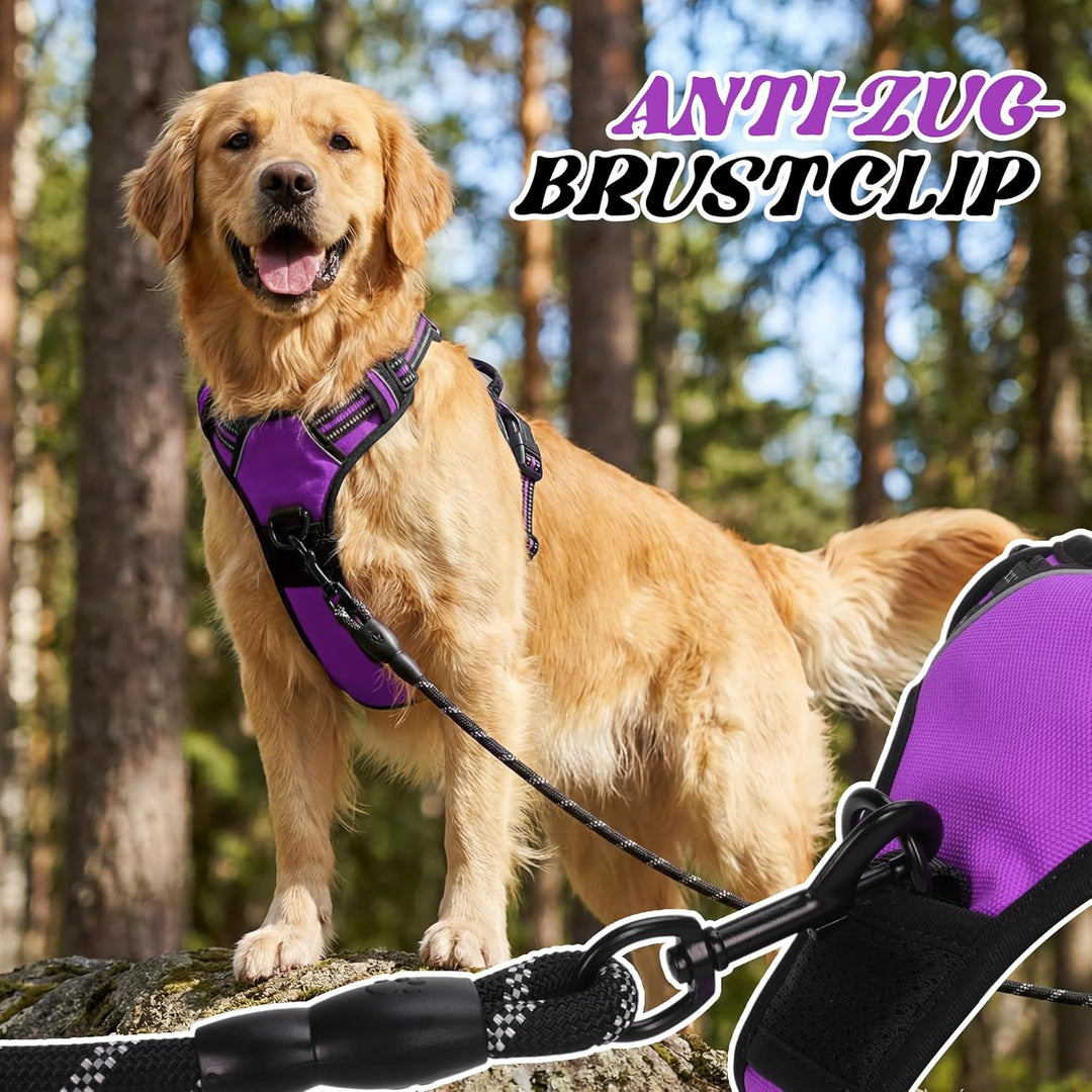 Funfox Hundegeschirr für Grosse Anti Zug Brustgeschirr Einstellbar Grosse Hunde Geschirrset, Antizie