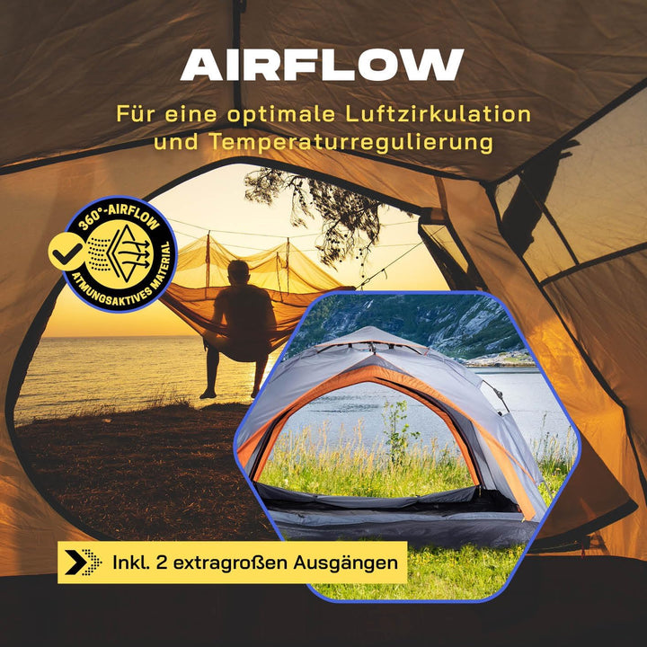 Lumaland Camping Zelt | Leichtes Pop Up Wurfzelt | 2-4 Personen Kuppelzelt | Trekking & Festival Igl