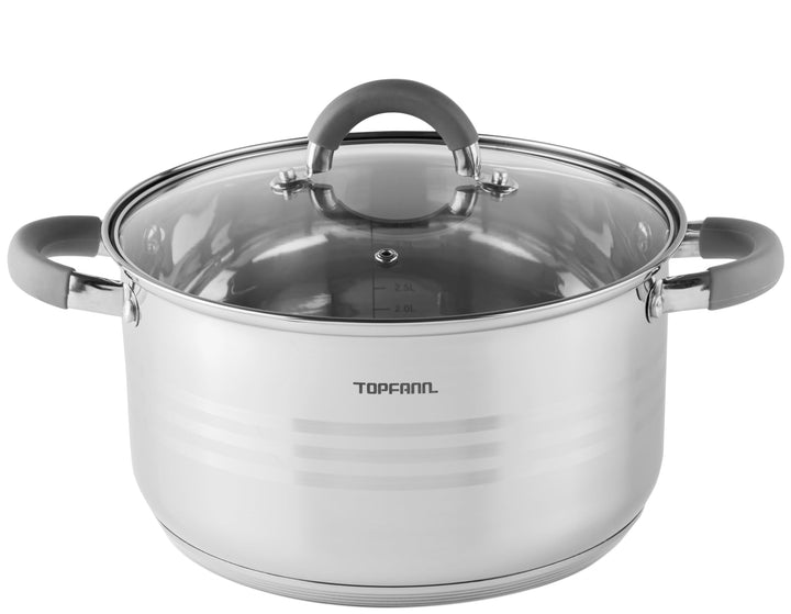 Edelstahl Kochtopf 3L mit Glasdeckel Topf Suppentopf Universaltopf Induktion 20cm