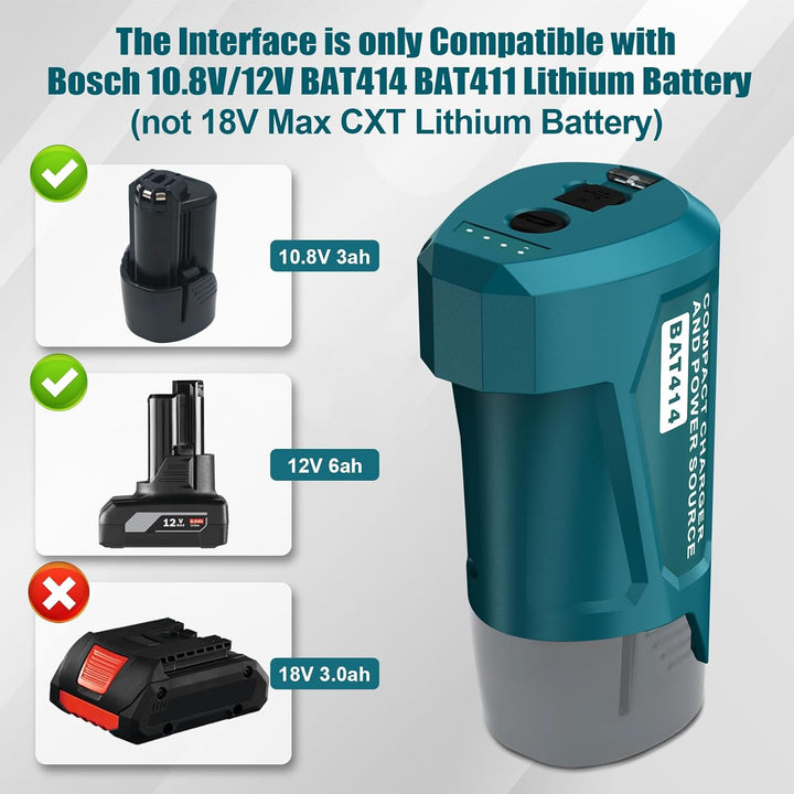 TPDL Adapter für Bosch GBA 12V Professional System mit DC-Anschluss und USB-Outport, Power Wheels, L
