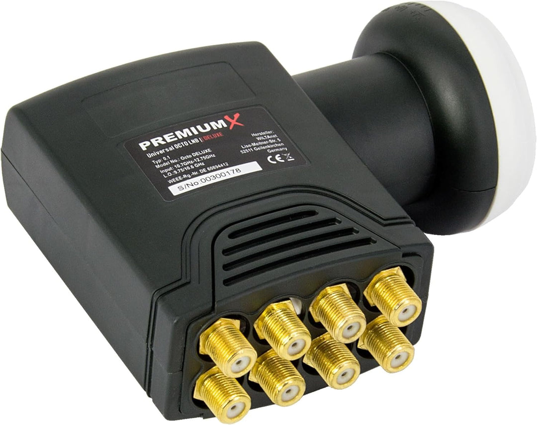 PremiumX Deluxe Octo LNB Signalumsetzer bis 8 Teilnehmer digital SAT-Empfang HD UHD 4K DVB-S2 PLL Re