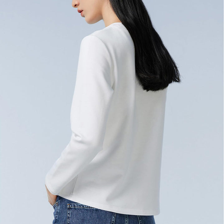 LiKing 3er Pack Langarmshirt Damen Baumwolle Basic Longsleeve Obertei Tops | Stretch Langarm-Shirt,B