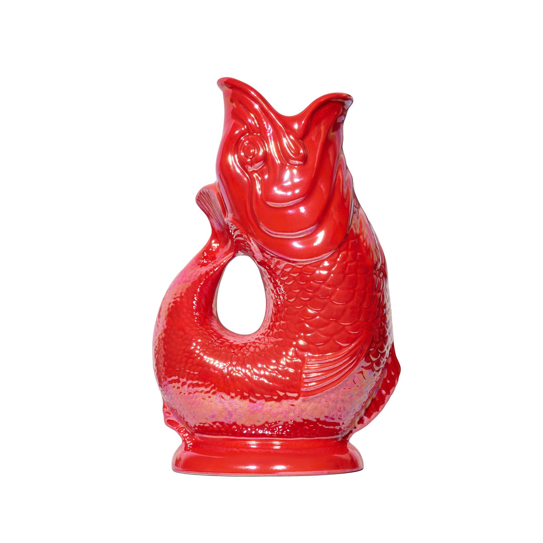 Gluckigluck Karaffe XL Rot schimmernd – 1,2l – Original Gluggle Jug aus England – Wasserkrug mit Glu