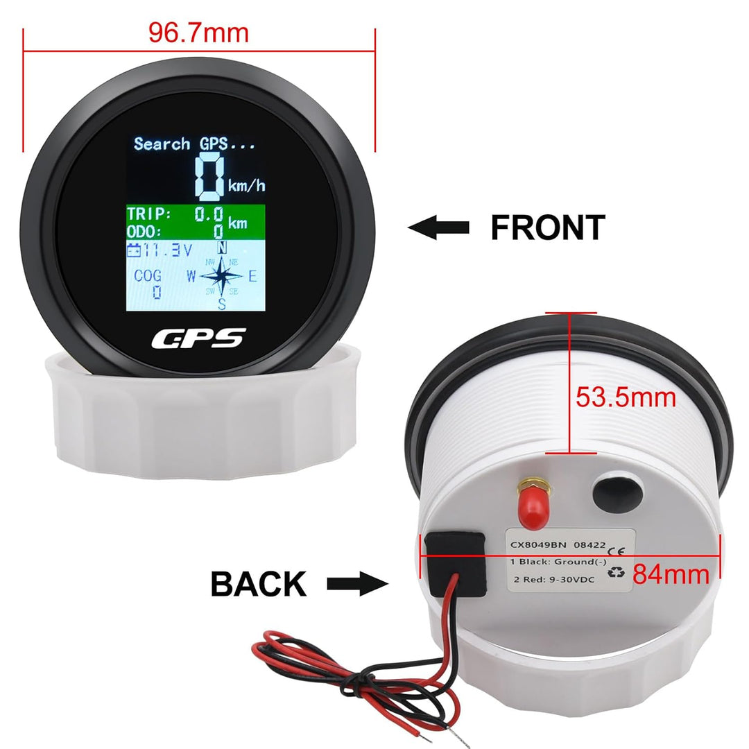 KAOLALI GPS Tachometer Geschwindigkeitsmesser Kilometerzähler 85 mm Rostfreie IP67 Wasserdichte Digi
