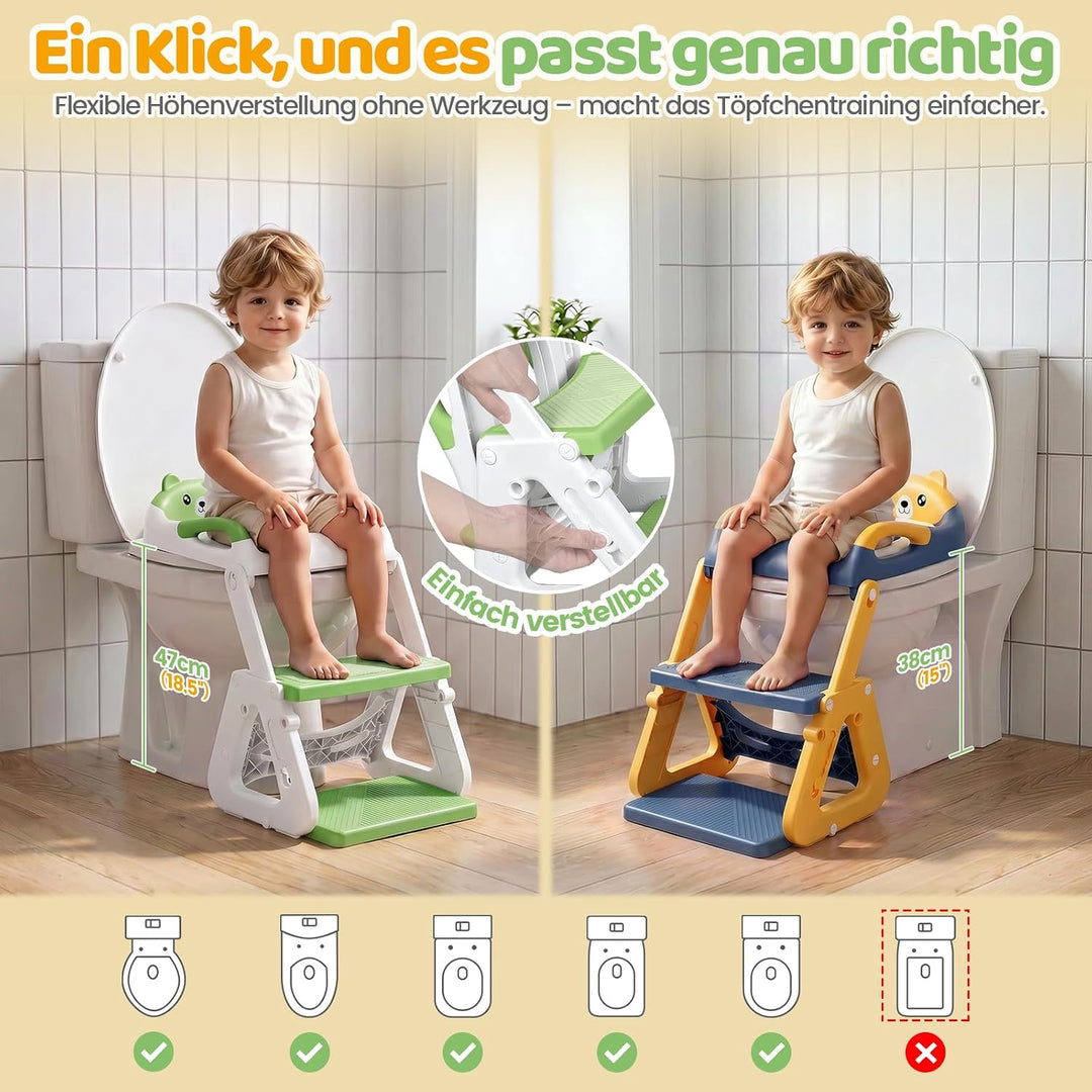 Orzbow Toilettensitz Kinder mit Treppe, Stabil Kinder Toilettensitz mit Dreiecksstruktur, Verlängert