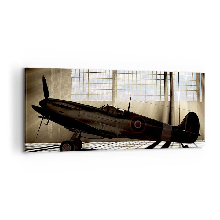 Wandbilder Dekoration Wohnzimmer Airplain Hangar Flug historisch Panorama Bilder auf Leinwand 120x50