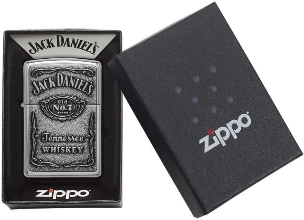 Zippo Feuerzeug 60001209 Jack Daniel's Label Benzinfeuerzeug, Messing, high polish chrome, 1 x 3,5 x