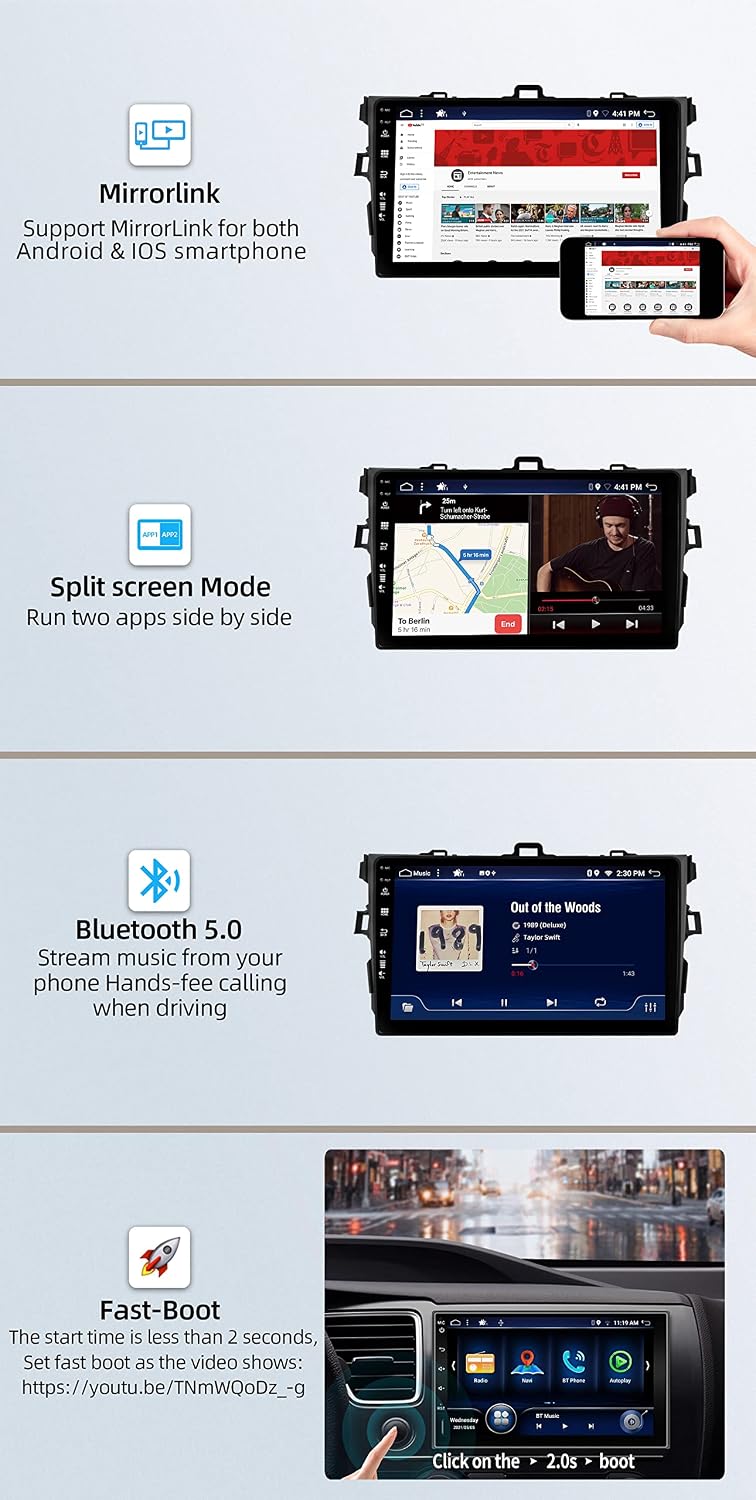 JOYX Android 12 IPS Autoradio Passt für Toyota Corolla E140 E150 (2006-2013) - 4G+64G - Eingebaut DS