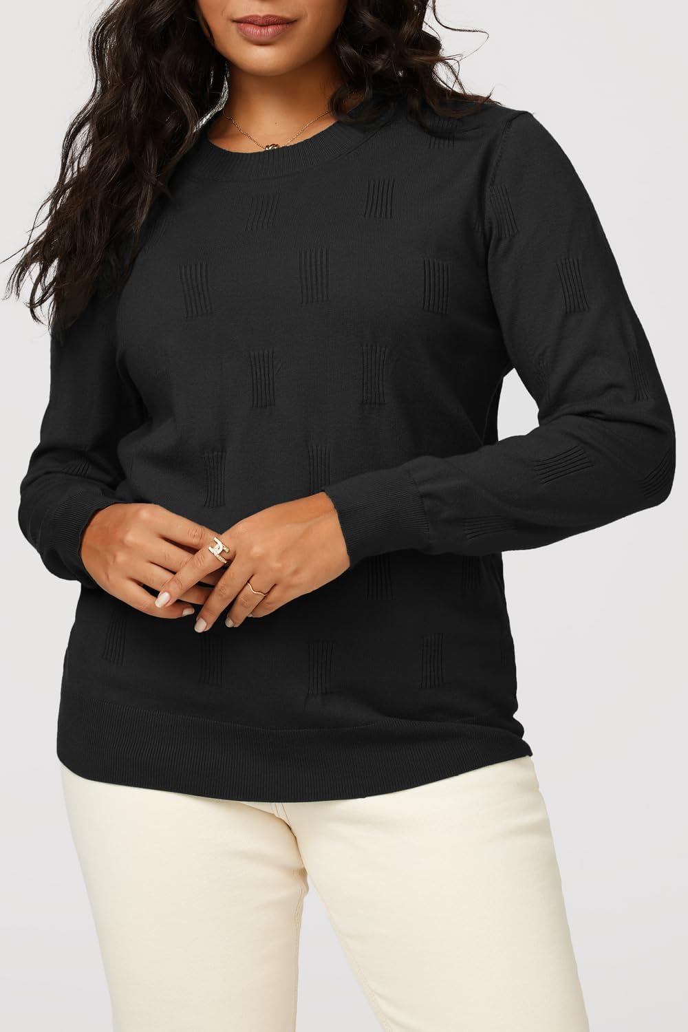 Arach&amp;Cloz Pullover Damen Kurzarm/Langarm Elegant Frühling Sommer Strickpullover Rundhals Pulli Swea