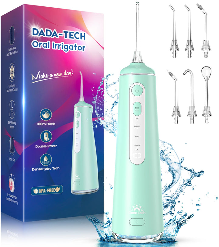 Munddusche Kabellos, Water Flosser for Teeth Mit 4 Modi &amp; 8 Anpassbaren Stufen 7 Düsen 300ML Tank Mu