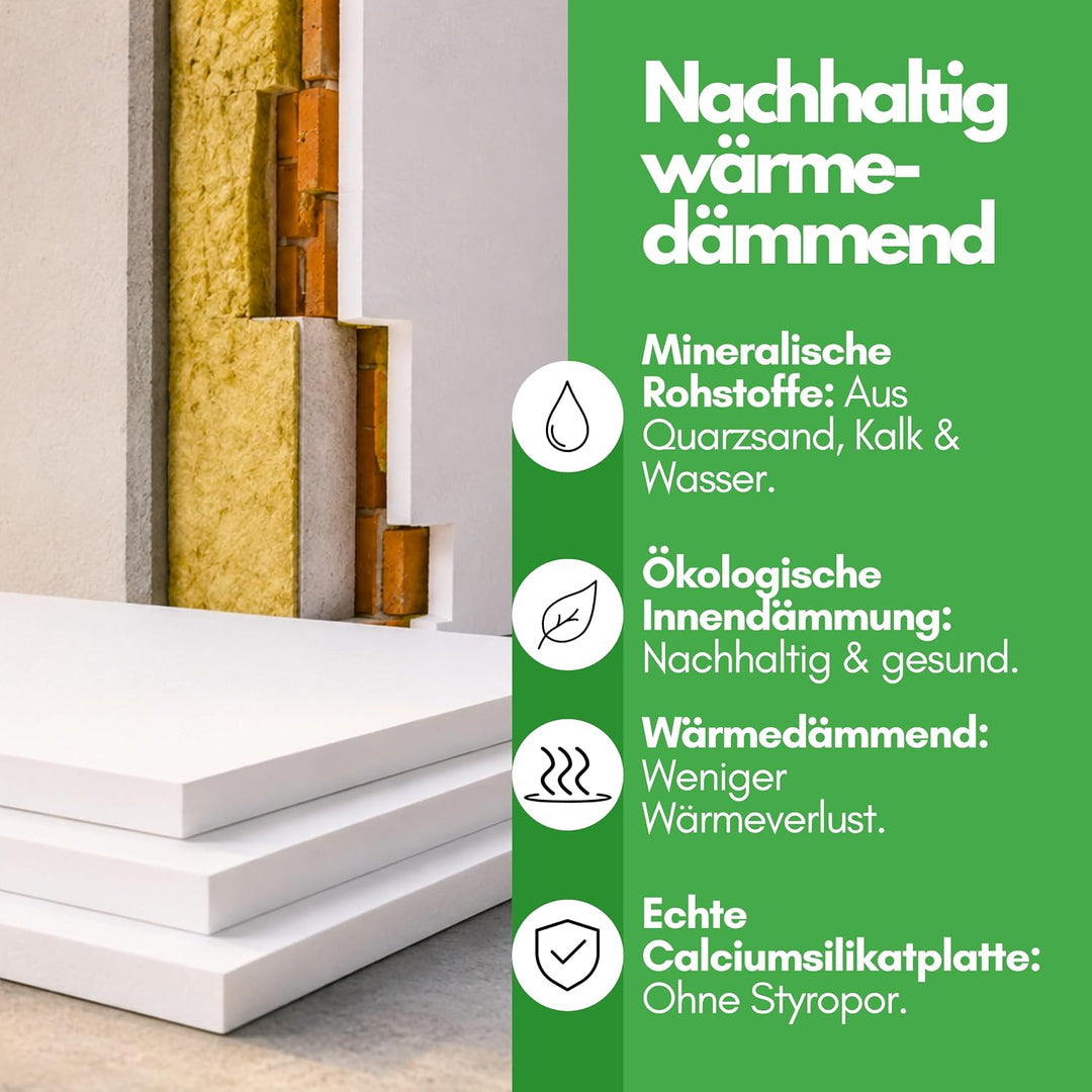 Klimaplatte 25mm Calciumsilikat Dämmplatte, anti Schimmel, für innen, Keller, Feuchtraum, Energiespa