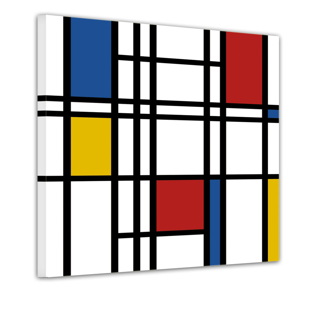 Bilderdepot24 Bild auf Leinwand | Mondrian retro in 80x80 cm als Wandbild | Wand-deko Dekoration Woh