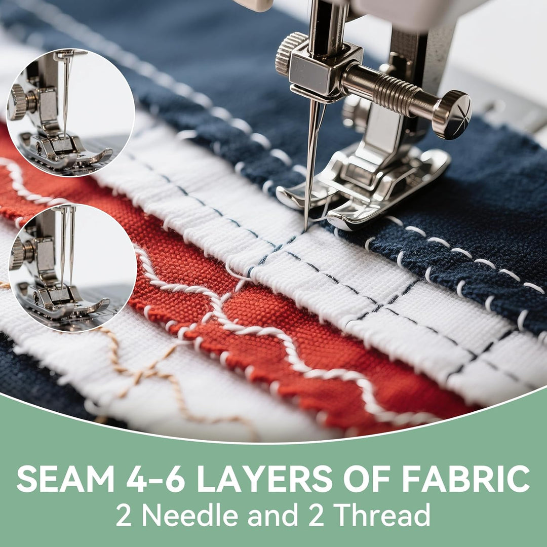Nähmaschine für Anfänger und Kinder, Qoosea 16 Stichmuster Overlock Nähmaschine Einfach zu Bedienen,