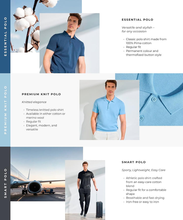FALKE Herren Basic Polo Shirt Piqué Poloshirt atmungsaktive Baumwolle weich hautfreundlich bequem se