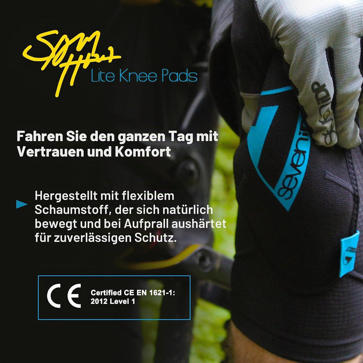 Seven Unisex – Erwachsene Knieschützer Sam Hill Lite Kniepolster, schwarz, XL