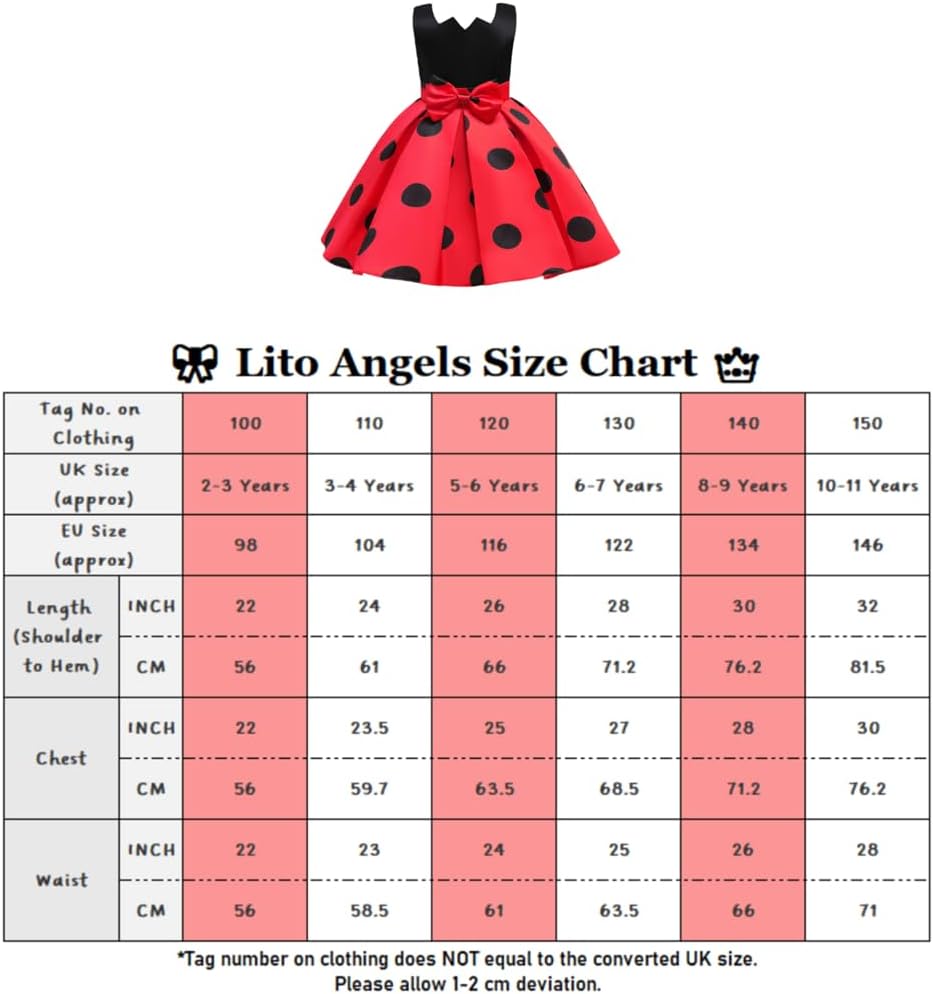 Lito Angels Marienkäfer Ladybug Kleid Kostüm Verkleidung Kleinkind Mädchen Grösse 2-11 Jahre Rot (mi
