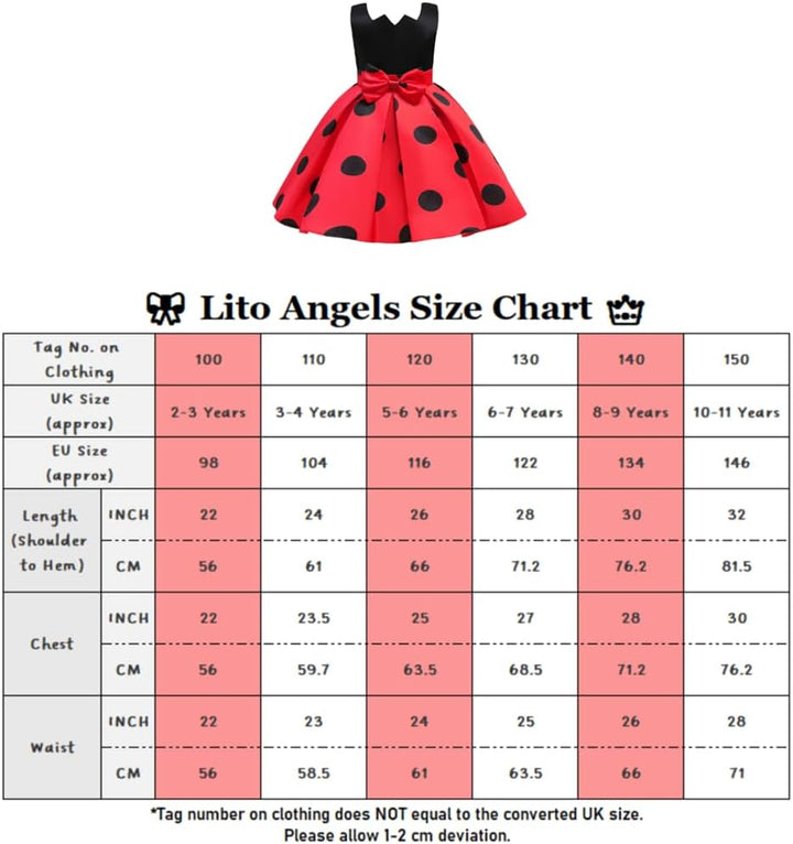 Lito Angels Marienkäfer Gepunktetes Heldenmädchen Kleid Kostüm Verkleidung Kleinkind Mädchen Grösse