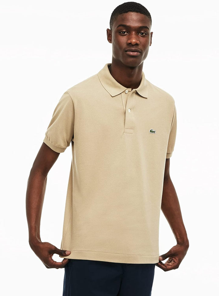 Lacoste Herren Polo-Shirt Kurzarm YH4801, Männer Polo-Hemd,3 Knopf,Regular Fit Poloshirt XS Beige (V