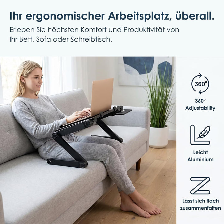 Faltbar Laptoptisch Laptop Ständer Höhenverstellbar Notebook Tisch Couch Laptop Tisch für Bett Höhen