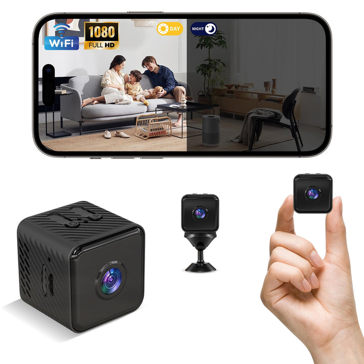 Mini Kamera, Überwachungskamera 1080P WiFi Camera mit Nachtsicht, Innen Live Übertragung, Mobile APP