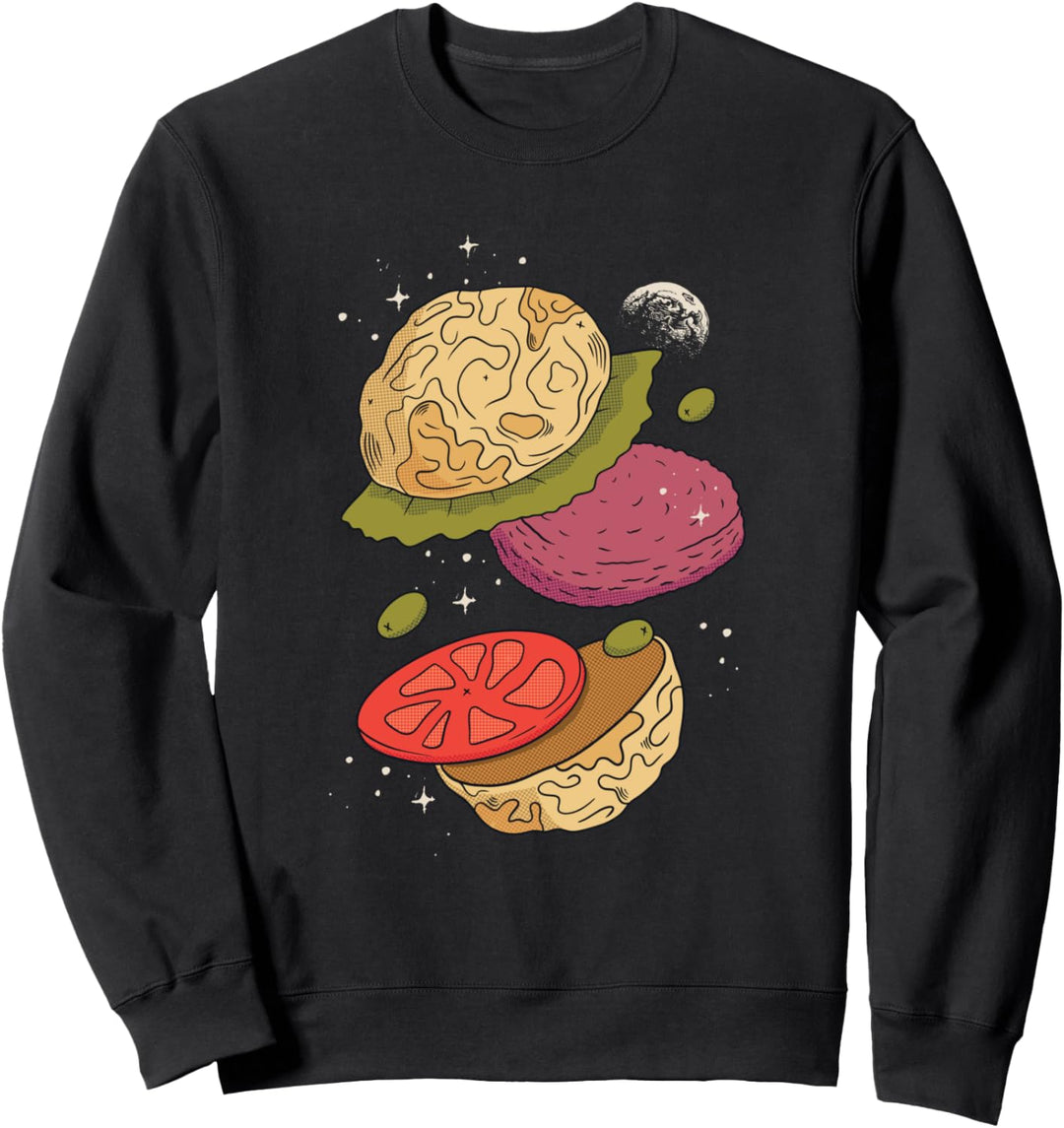 Weltraum-Mond-Burger Sweatshirt