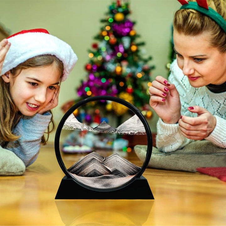 Aoderun Sandbilder Zum Drehen 3d Sanduhr Büro Deko Sand Rundes Glas Fliessender Sand Rahmen Beweglic