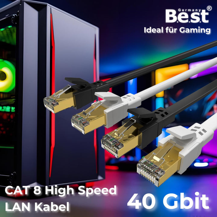 Cat 8.1 LAN Kabel Rund 15m – High Speed Ethernet Netzwerkkabel 40 Gbit/s 2000 MHz Patchkabel RJ45 S/